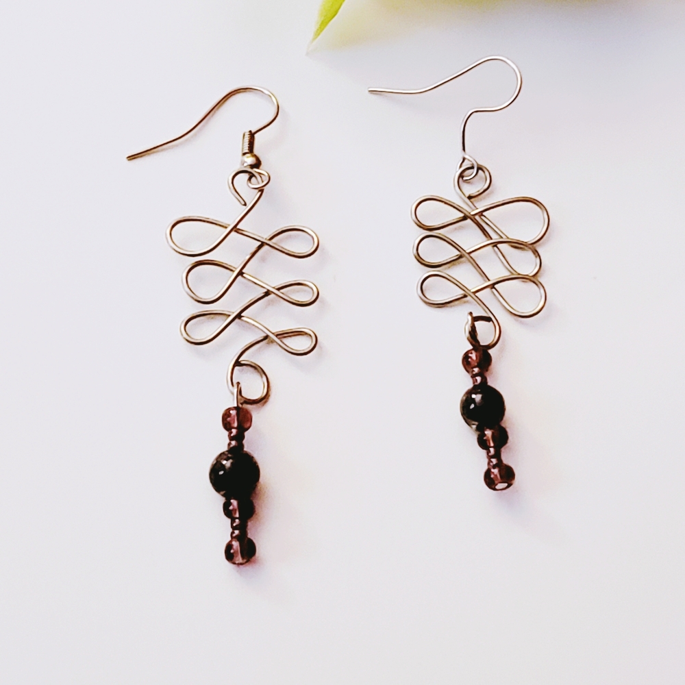 Unique Silver Celtic & Ruby Zig Zag Earrings - image 1